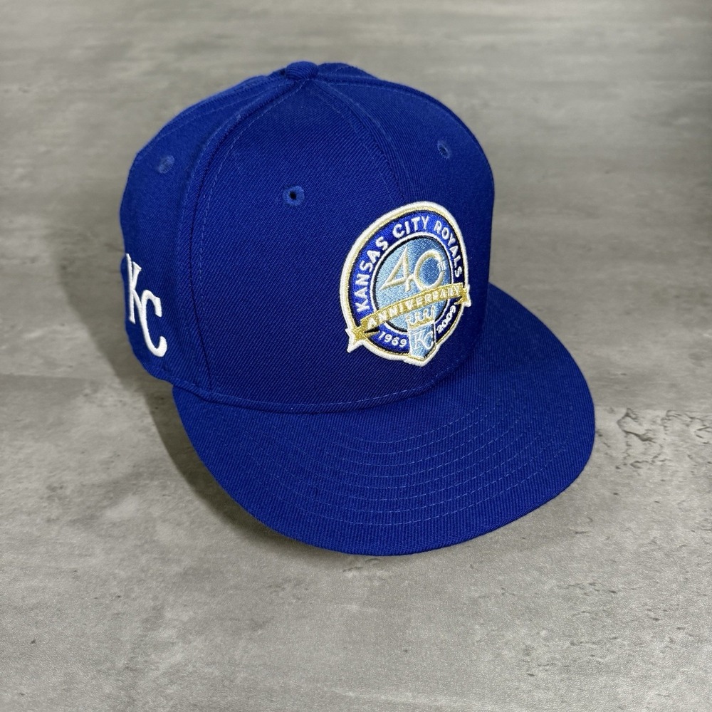 Kansas City Royals Hat New Era Cap 7 1/4 Cotton Side Patch Alternate Logo 40th